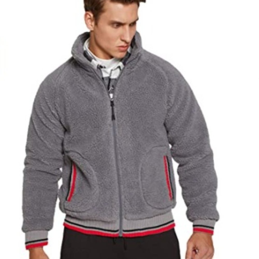 ZITY Men's Grey Fleece Sports Cardigan